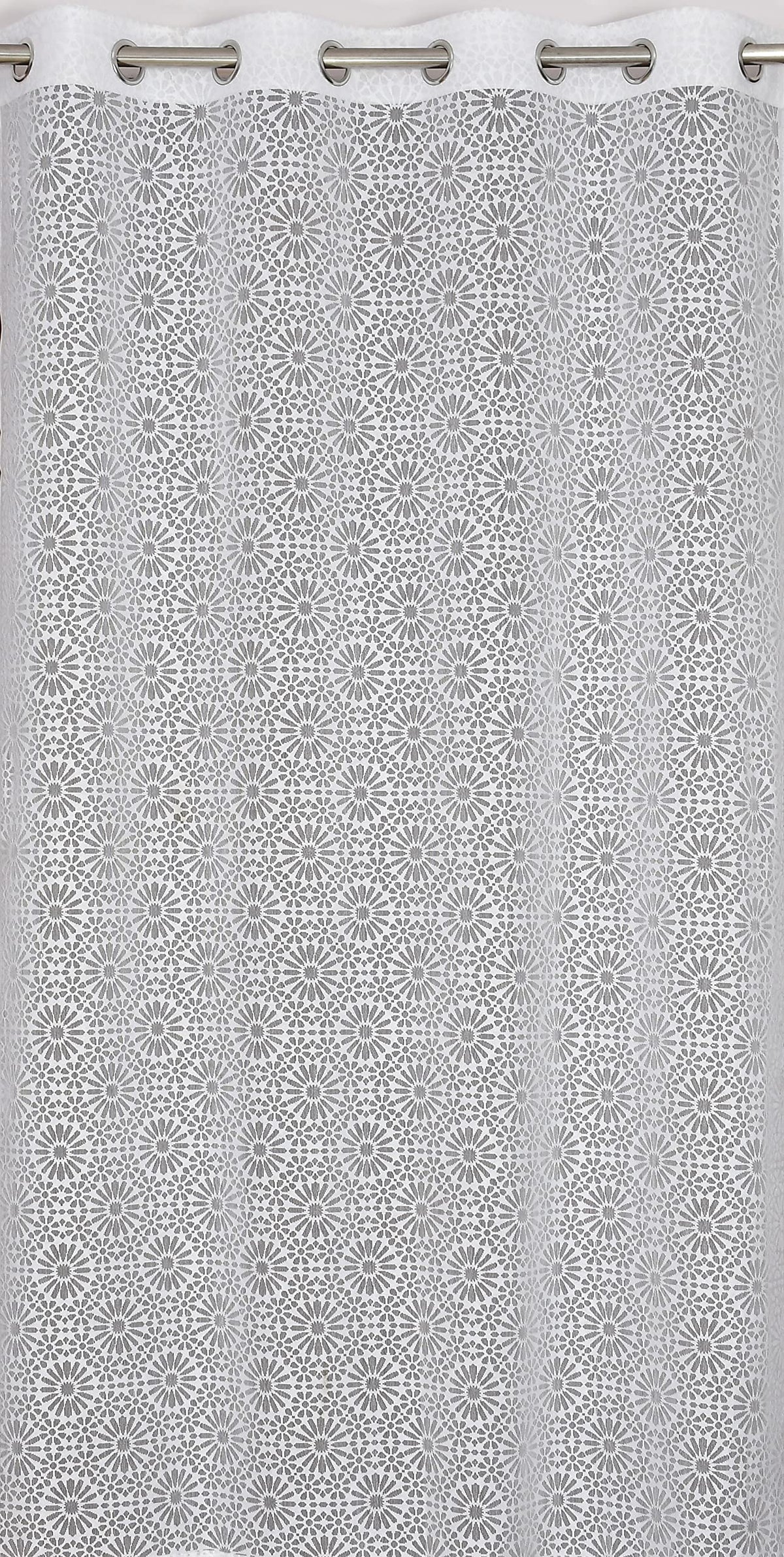 NACIA Heavy Polyester Net Semi Sheer Curtains for Door | Geometric Design Grommet Curtains | Semi Transparent Window Drapes for Living Room Bedroom Home Décor