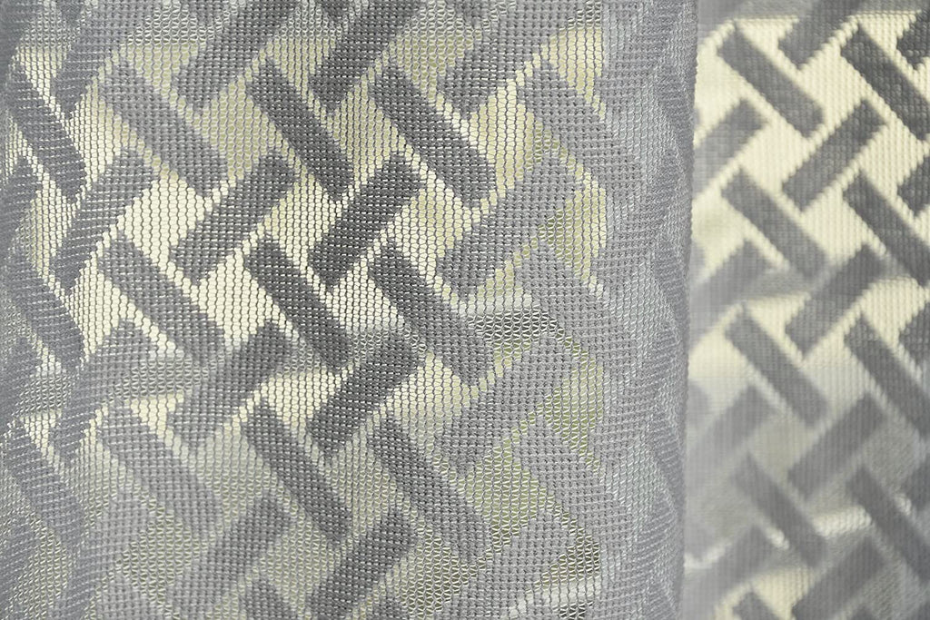 NACIA Criss Cross Net Semi Sheer Curtains | Geometric Door Curtains with Eyelet Rings | Light Filtering Polyester Curtains for Living Room and Bedroom