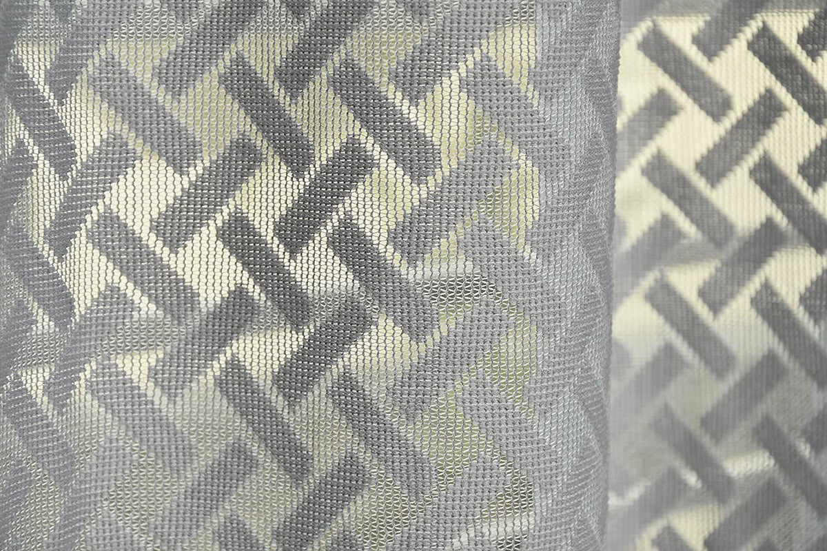 NACIA Criss Cross Net Semi Sheer Curtains | Geometric Door Curtains with Eyelet Rings | Light Filtering Polyester Curtains for Living Room and Bedroom