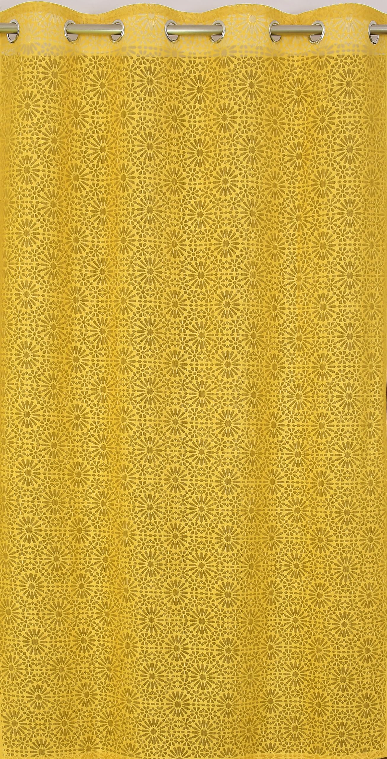 NACIA Heavy Polyester Net Semi Sheer Curtains for Door | Geometric Design Grommet Curtains | Semi Transparent Window Drapes for Living Room Bedroom Home Décor