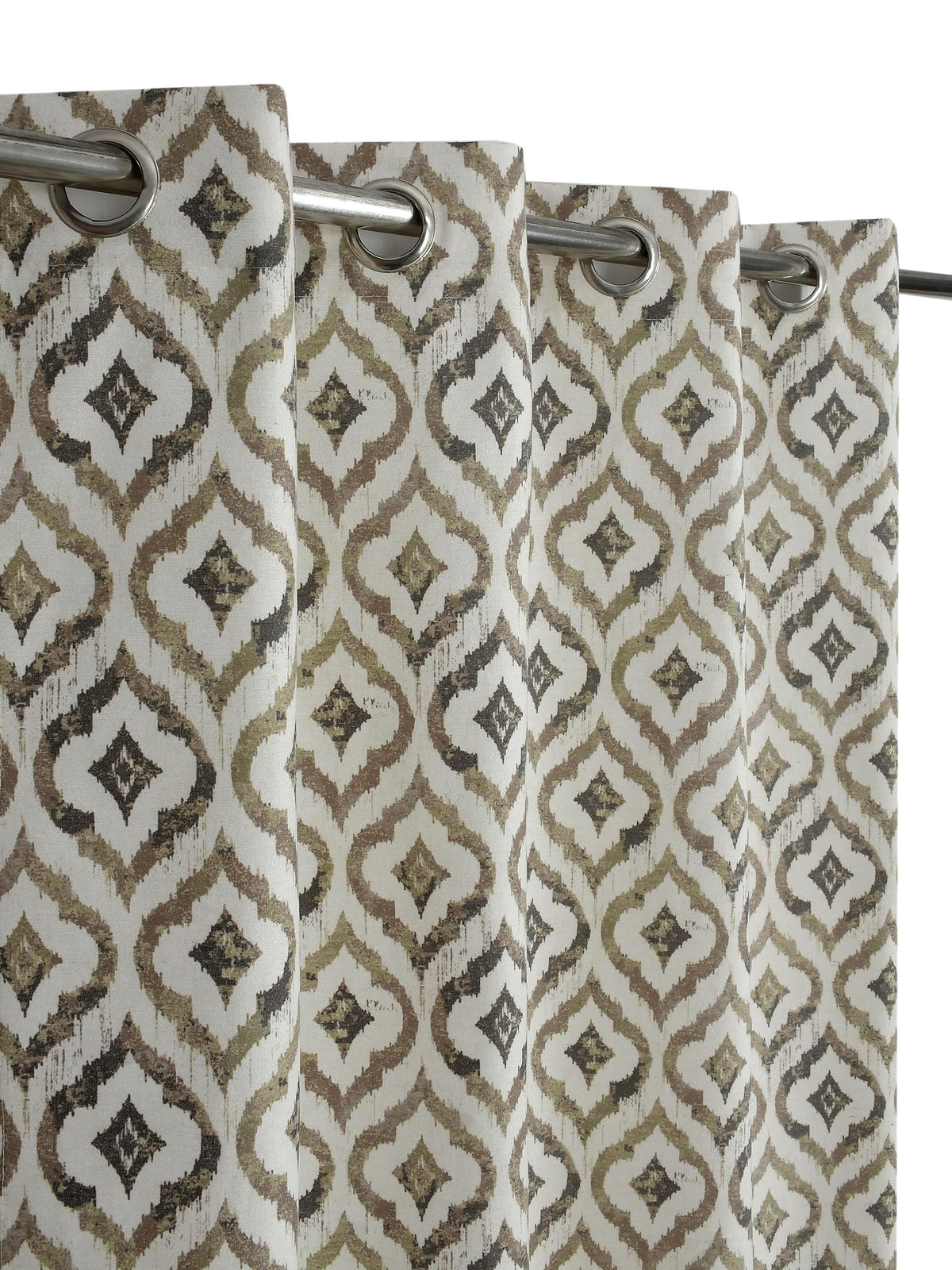 NACIA Cotton Room Darkening Printed Eyelet Curtains for Door, Long Door and Window | Geometric Printed Curtain Panel for Living Room and Bedroom | Grommet Window Drapes