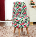 NACIA Velvet Printed Ottoman Chair | Dressing Table Chair for Bedroom Makeup Room Decor | Modern Upholstered Ottoman with Wooden Legs for Living Room & Home (18x18x32 Inches)