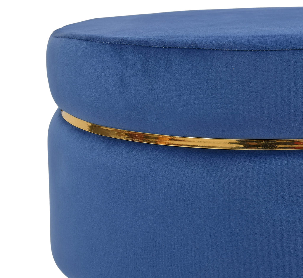 NACIA Velvet Upholstered Ottoman Stool with Wooden Legs | Round Pouffe Footrest Seat for Living Room Bedroom Balcony | Compact Foot Stool for Sitting Home Decor Furniture, 18 Inch