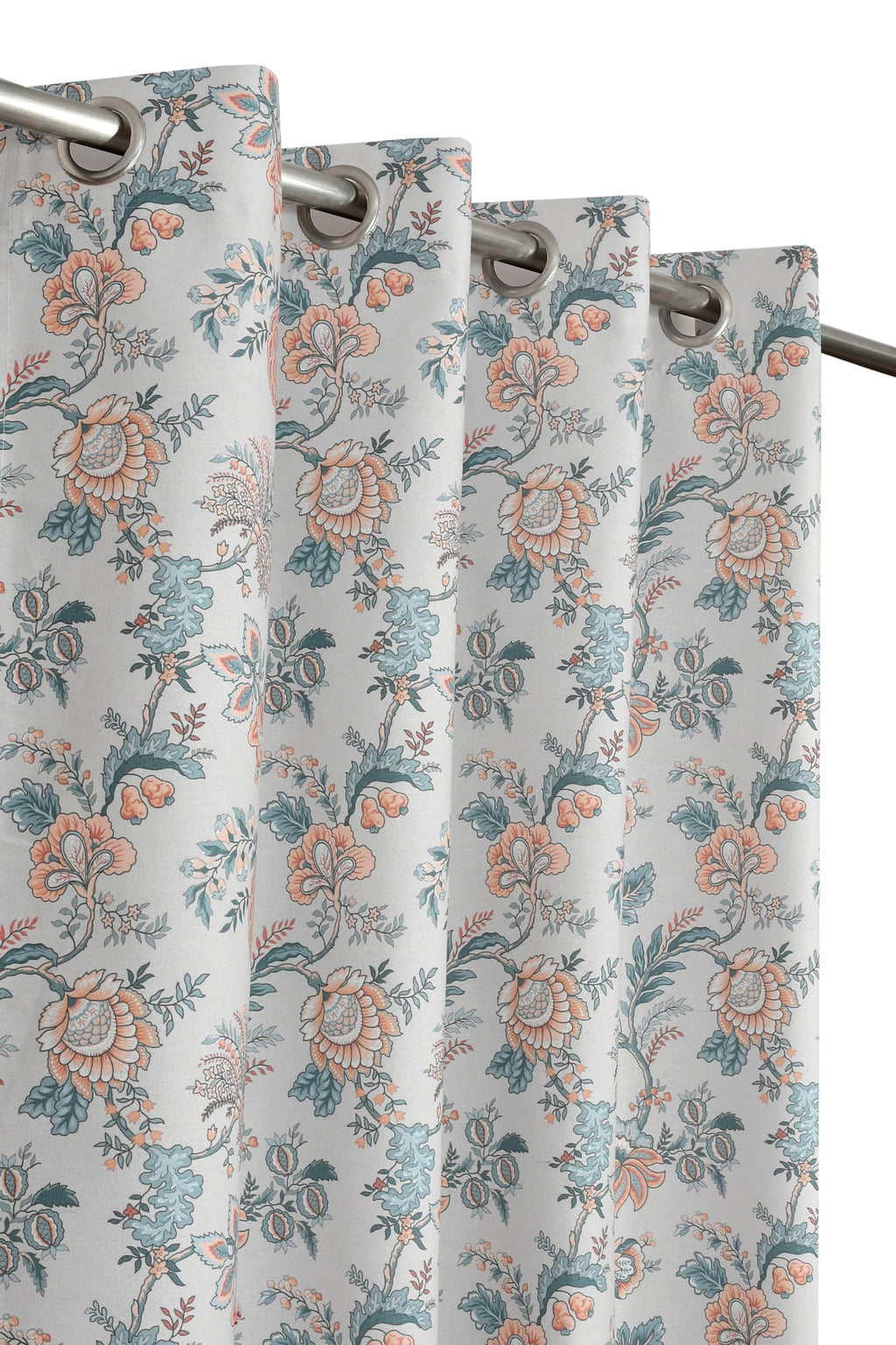 NACIA Cotton Room Darkening Printed Eyelet Curtains for Door, Long Door and Window | Geometric Printed Curtain Panel for Living Room and Bedroom | Grommet Window Drapes