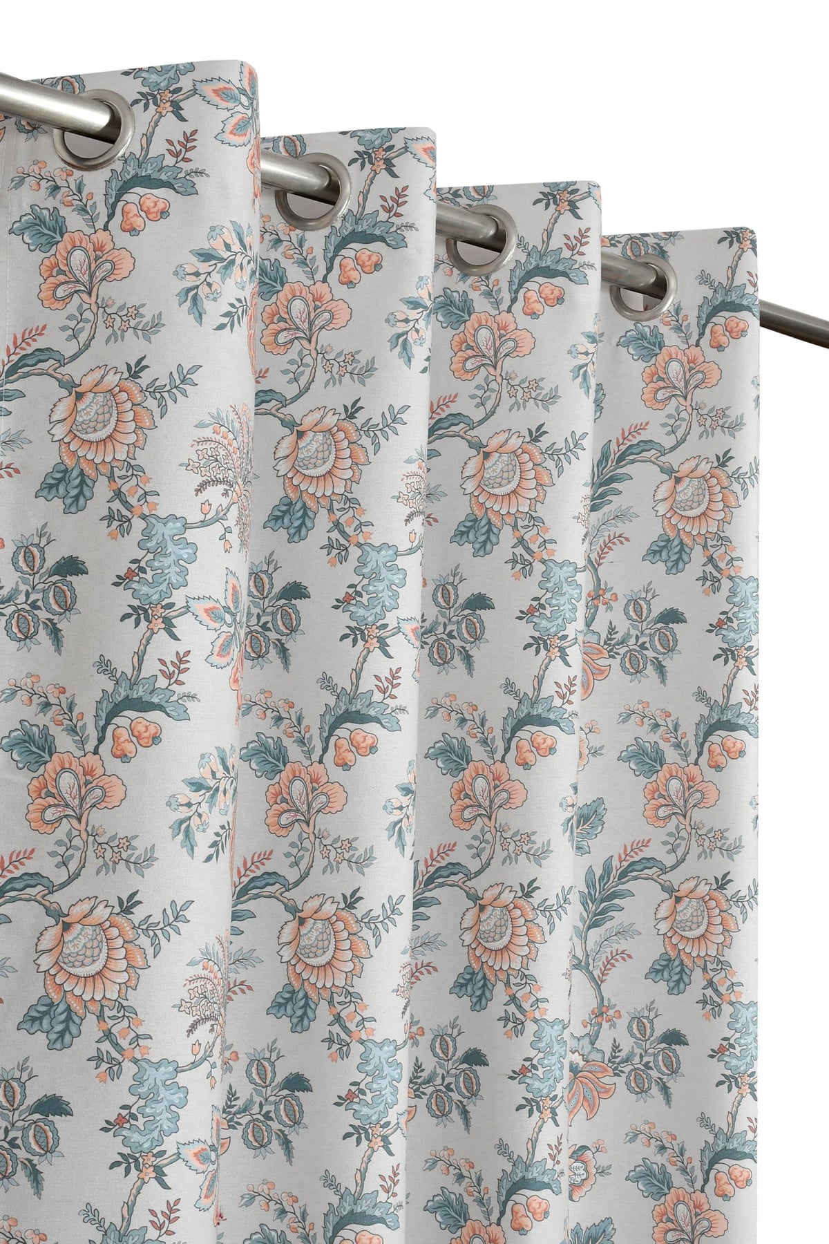 NACIA Cotton Room Darkening Printed Eyelet Curtains for Door, Long Door and Window | Geometric Printed Curtain Panel for Living Room and Bedroom | Grommet Window Drapes