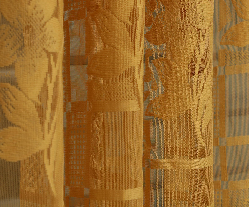 NACIA Heavy Polyester Net Semi Sheer Curtains for Door | Floral Design Grommet Curtains | Semi Transparent Window Drapes for Living Room Bedroom Home Décor