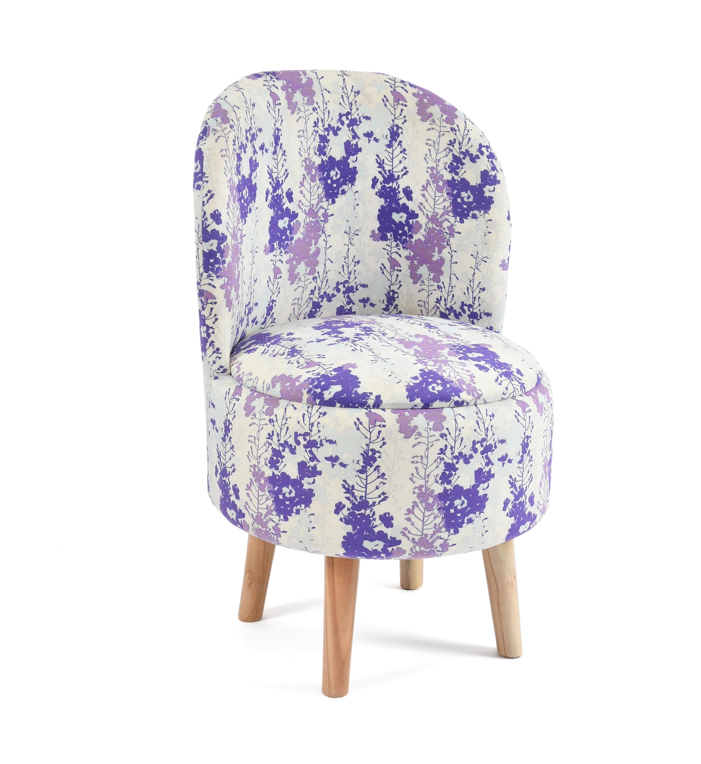 NACIA Velvet Printed Ottoman Chair | Dressing Table Chair for Bedroom Makeup Room Decor | Modern Upholstered Ottoman with Wooden Legs for Living Room & Home (18x18x32 Inches)