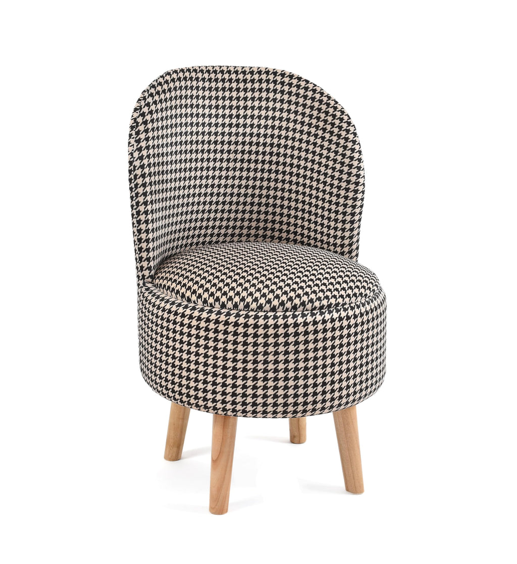 NACIA Velvet Printed Ottoman Chair | Dressing Table Chair for Bedroom Makeup Room Decor | Modern Upholstered Ottoman with Wooden Legs for Living Room & Home (18x18x32 Inches)