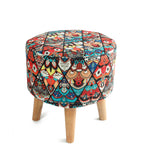 NACIA Printed Ottoman Stool for Living Room | Wooden Pouffe for Sitting and Footrest | Furniture for Home Decor