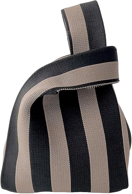 NACIA® Handbag for Women Wristlet Knitted Hand Bag for Shopping Tote Bag Knot Pouch foldable Tote Purse for Wrist small Knitted Sleeve Tote Handle Bag Wristlet Pouch Purse for Women, Cream