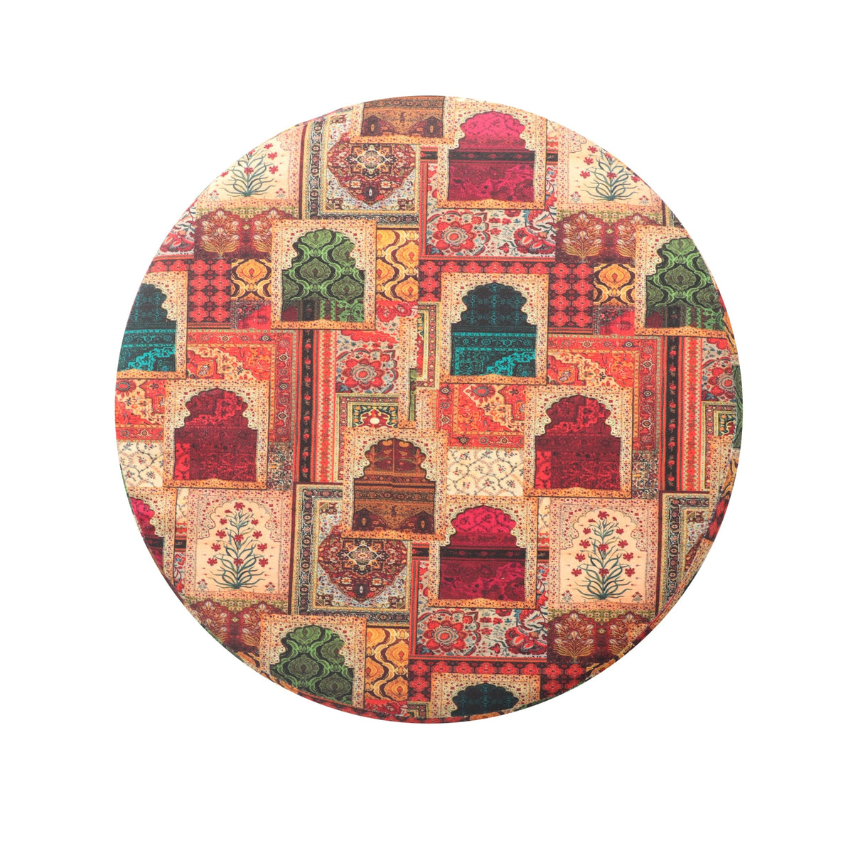 NACIA Printed Ottoman Stool for Living Room | Wooden Pouffe for Sitting and Footrest | Furniture for Home Decor