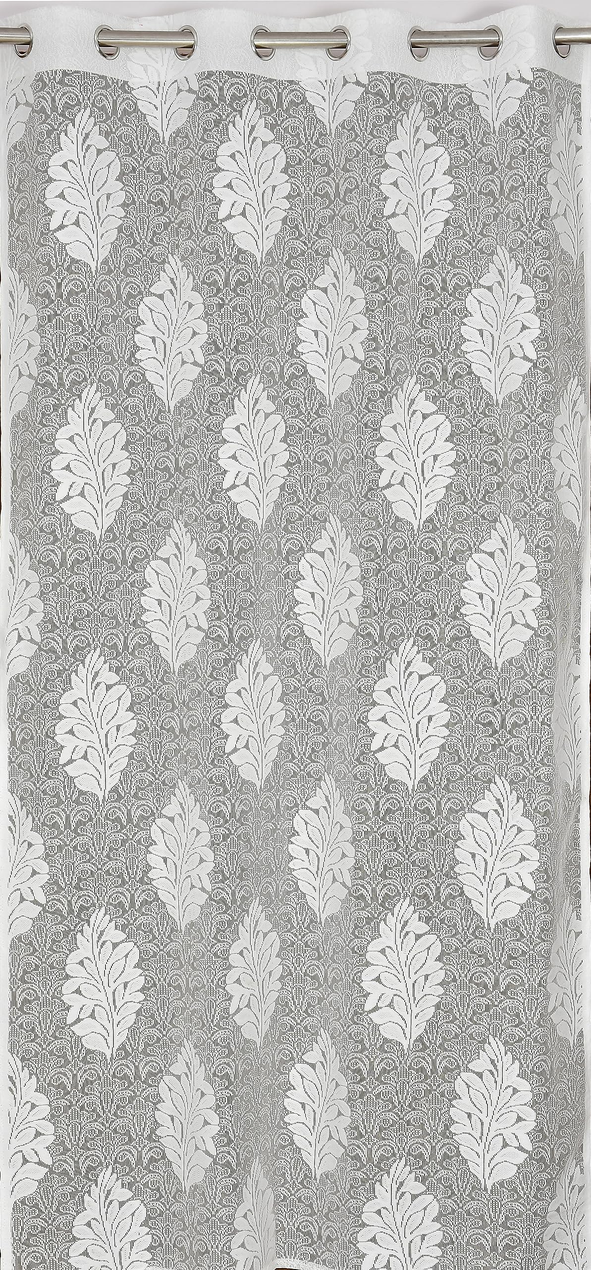 NACIA Heavy Polyester Net Semi Sheer Curtains for Door | Floral Design Grommet Curtains | Semi Transparent Window Drapes for Living Room Bedroom Home Décor