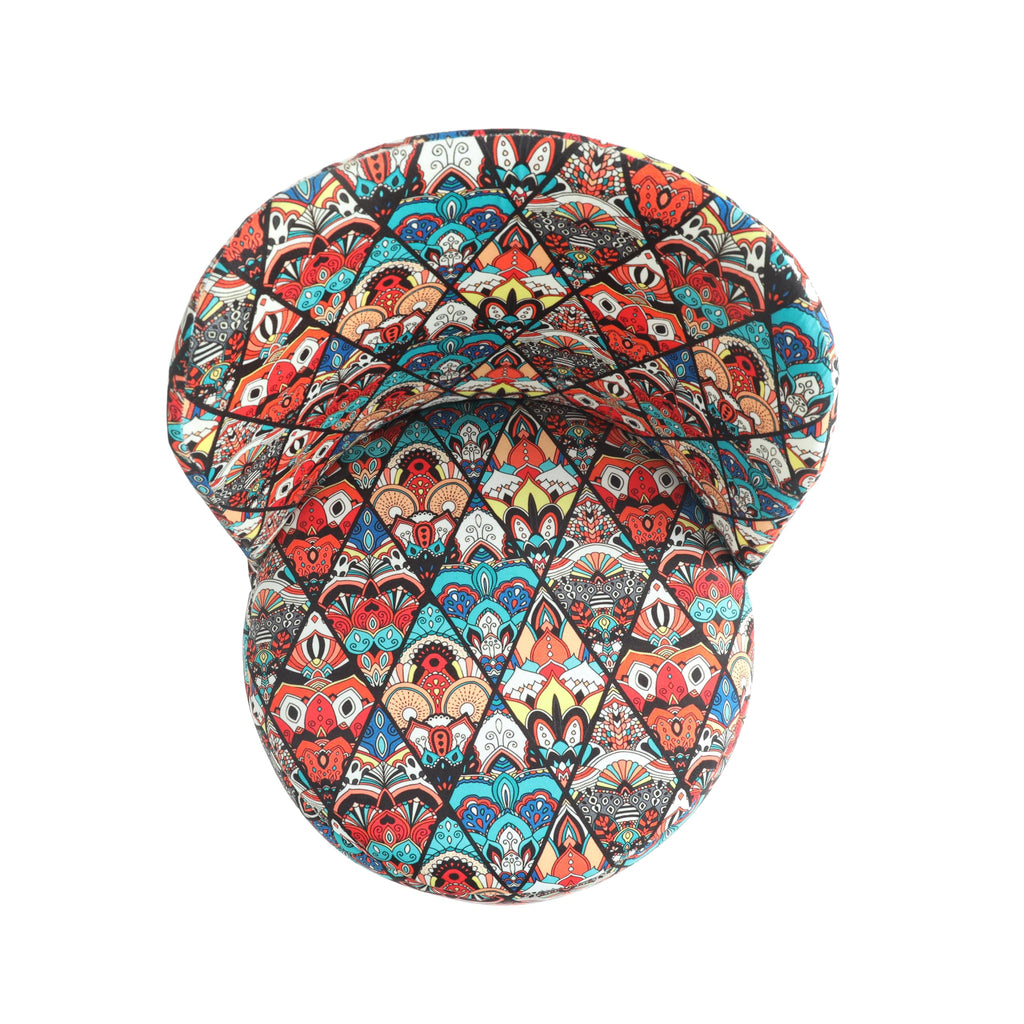 NACIA Velvet Printed Ottoman Chair | Dressing Table Chair for Bedroom Makeup Room Decor | Modern Upholstered Ottoman with Wooden Legs for Living Room & Home (18x18x32 Inches)