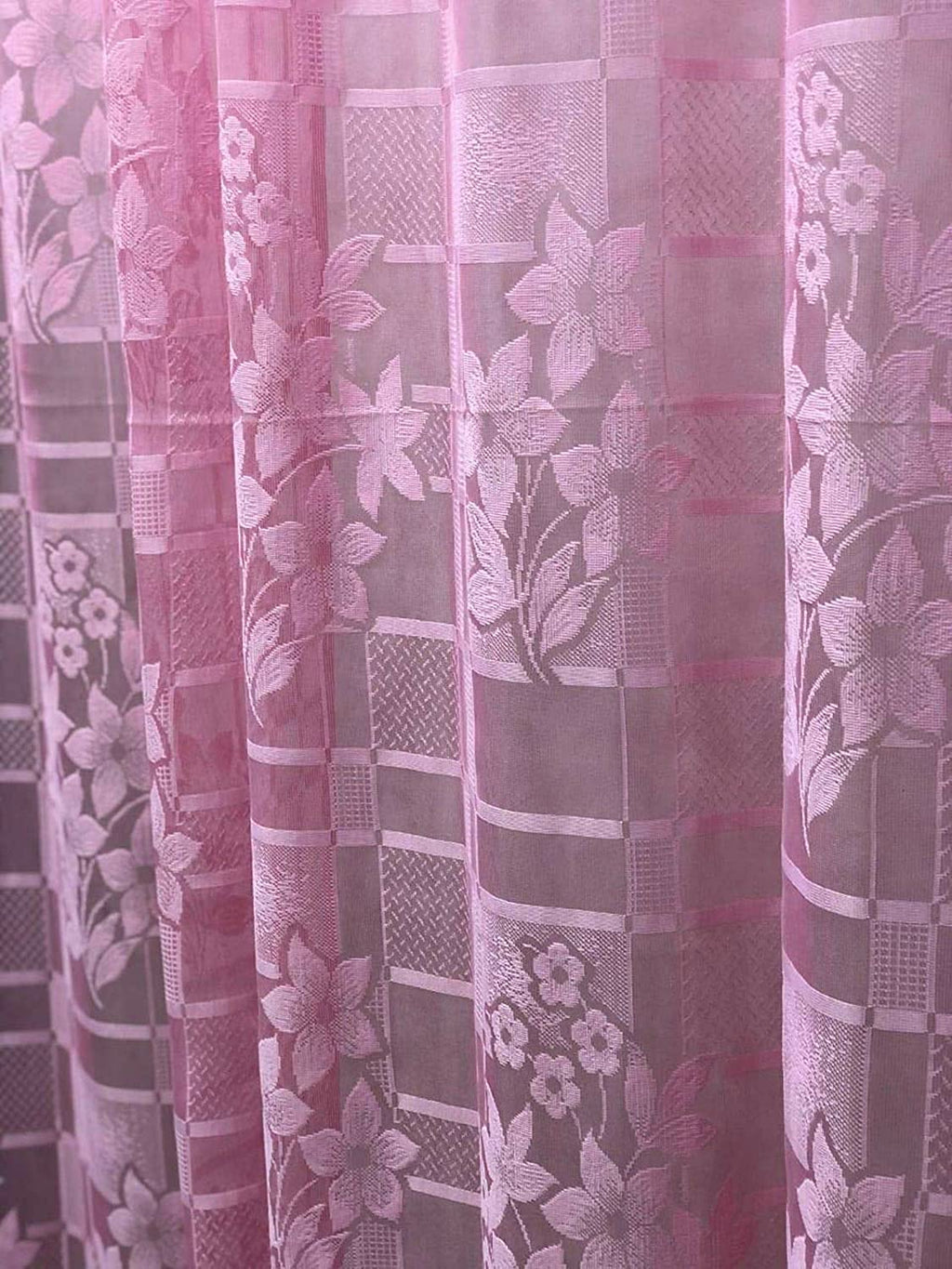 NACIA Heavy Polyester Net Semi Sheer Curtains for Door | Floral Design Grommet Curtains | Semi Transparent Window Drapes for Living Room Bedroom Home Décor