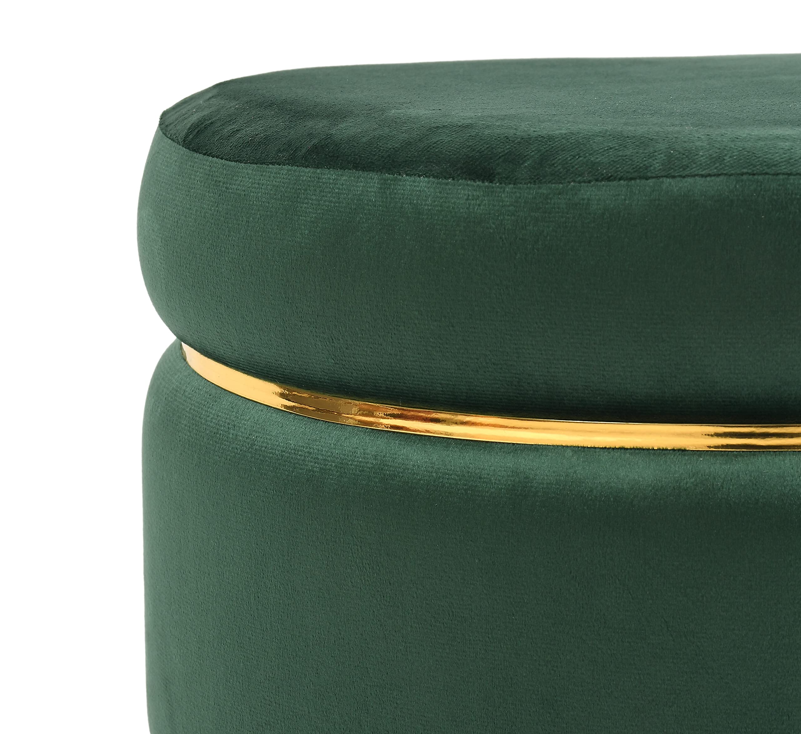 NACIA Pouffes Stool for Living Room Set of 2 Sitting Ottoman Foam Cushioned Pouffe Puffy for Foot Rest Home Furniture with 4 Wooden Legs Velvet Stool for Office Home Decor, 16 Inch, Green