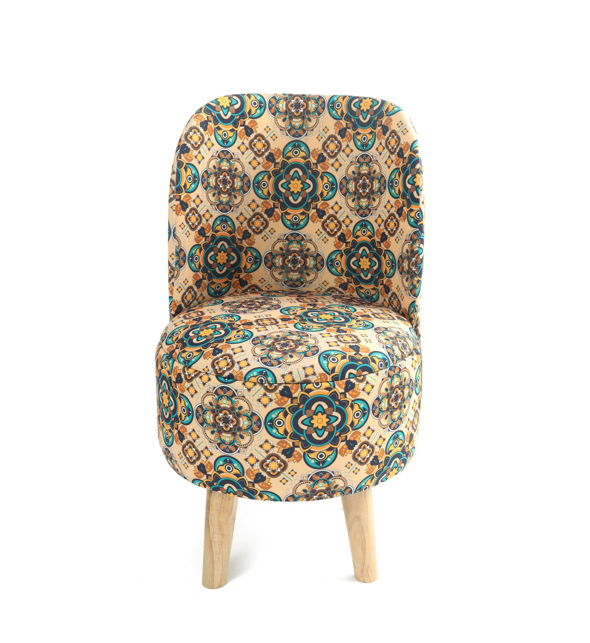 NACIA Velvet Printed Ottoman Chair | Dressing Table Chair for Bedroom Makeup Room Decor | Modern Upholstered Ottoman with Wooden Legs for Living Room & Home (18x18x32 Inches)