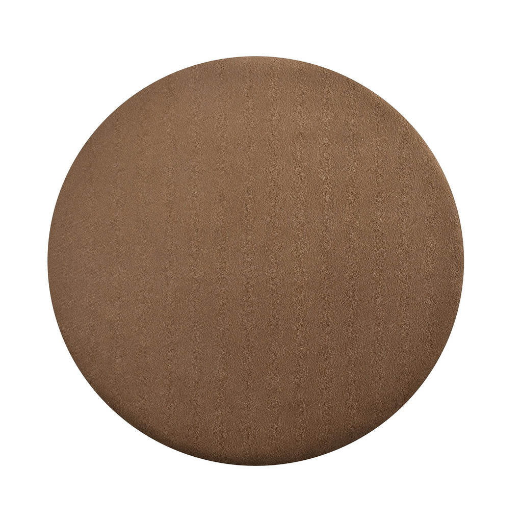 NACIA Ottoman Pouffe Stool for Living Room | Round Cushioned Footstool with Wooden & Gold Metal Legs | Dressing Table Chair for Home Decor, Bedroom & Balcony Use