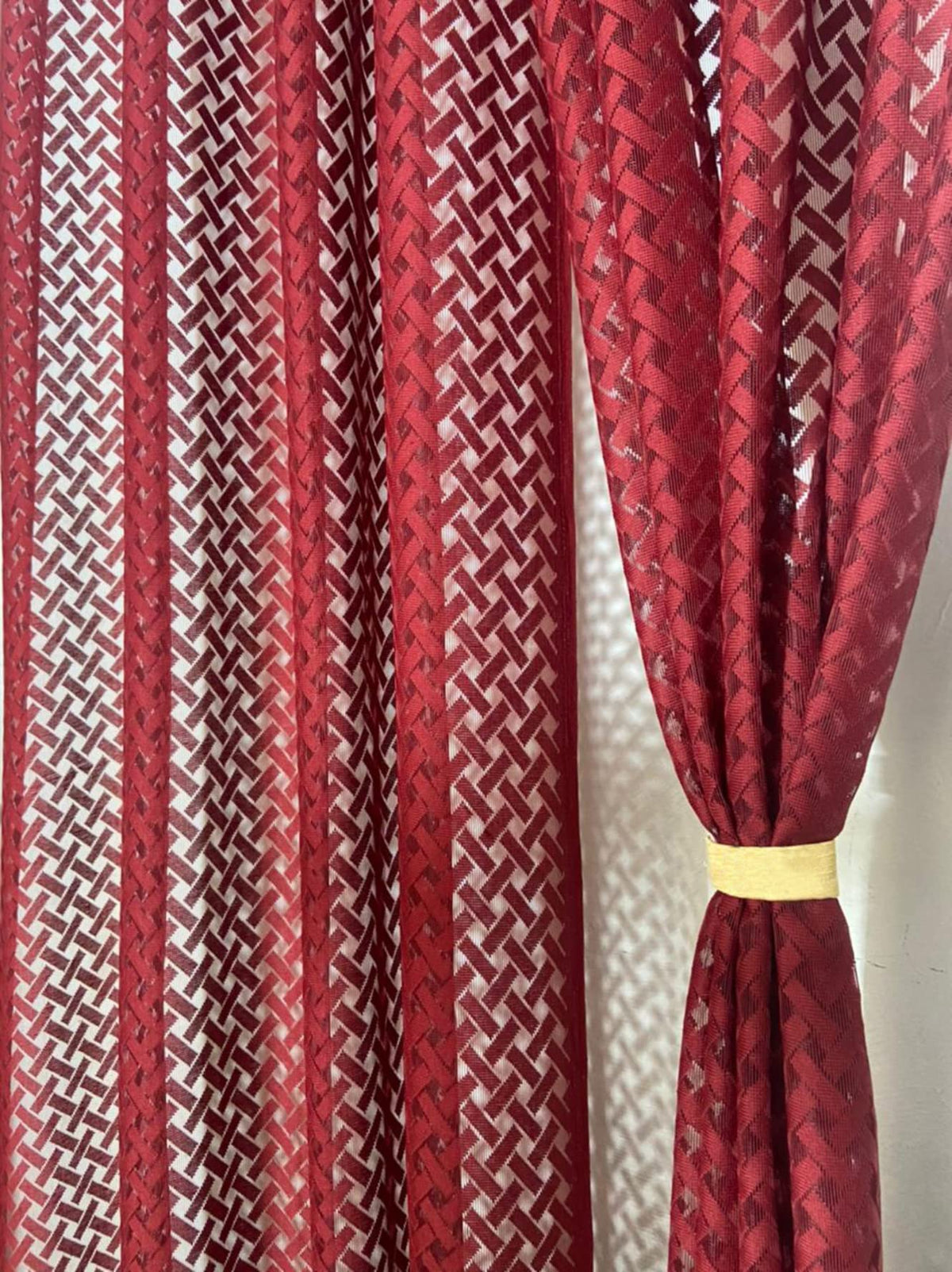 NACIA Criss Cross Net Semi Sheer Curtains | Geometric Door Curtains with Eyelet Rings | Light Filtering Polyester Curtains for Living Room and Bedroom
