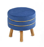 NACIA Velvet Upholstered Ottoman Stool with Wooden Legs | Round Pouffe Footrest Seat for Living Room Bedroom Balcony | Compact Foot Stool for Sitting Home Decor Furniture, 18 Inch