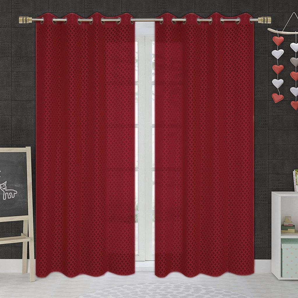 NACIA Criss Cross Net Semi Sheer Curtains | Geometric Door Curtains with Eyelet Rings | Light Filtering Polyester Curtains for Living Room and Bedroom