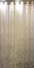 NACIA Heavy Polyester Net Semi Sheer Curtains for Door | Floral Design Grommet Curtains | Semi Transparent Window Drapes for Living Room Bedroom Home Décor