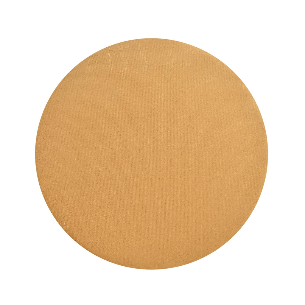 NACIA Ottoman Pouffe Stool for Living Room | Round Cushioned Footstool with Wooden & Gold Metal Legs | Dressing Table Chair for Home Decor, Bedroom & Balcony Use