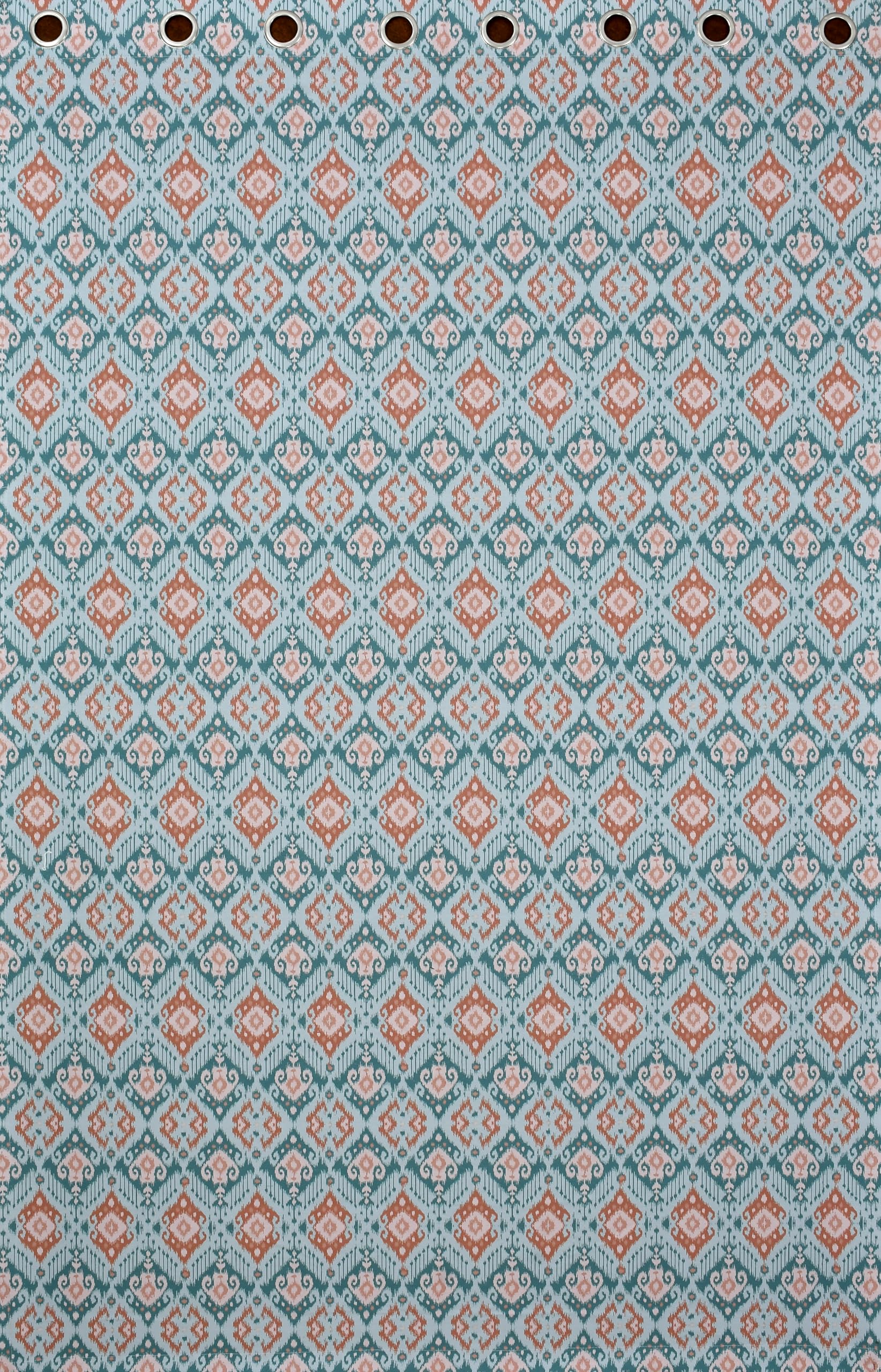 NACIA Cotton Room Darkening Printed Eyelet Curtains for Door, Long Door and Window | Geometric Printed Curtain Panel for Living Room and Bedroom | Grommet Window Drapes