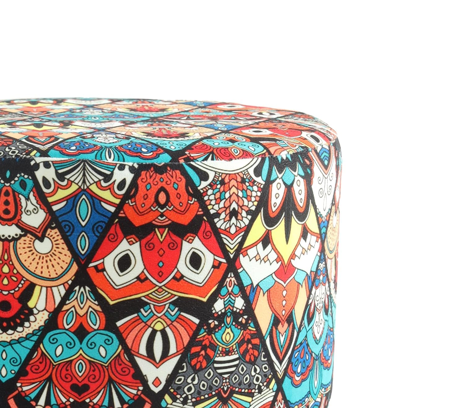 NACIA Printed Ottoman Stool for Living Room | Wooden Pouffe for Sitting and Footrest | Furniture for Home Decor