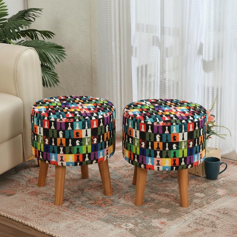 NACIA Elegant Ottoman Stool - Soft Cushioned Top for Seating & Footrest - Space-Saving, Stylish Design for Living Room, Bedroom & Office Spaces