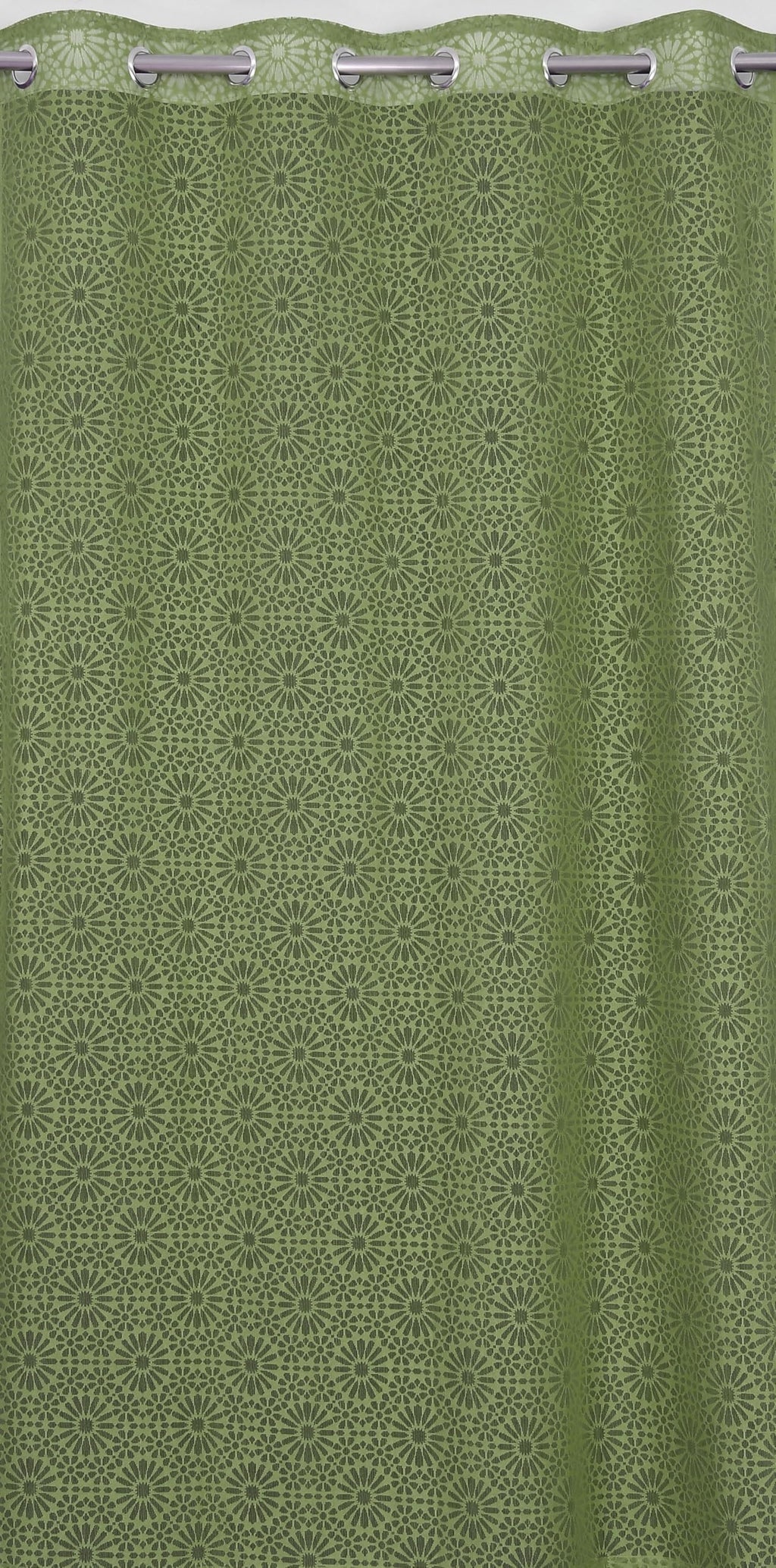 NACIA Heavy Polyester Net Semi Sheer Curtains for Door | Geometric Design Grommet Curtains | Semi Transparent Window Drapes for Living Room Bedroom Home Décor