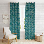 NACIA Golden Foil Print Velvet Curtains for Long Window, Door and Log Door | Decorative Eyelet Room Darkening Drapes with Metallic Tree Branch Design for Living Room and Home Décor, Pack of 1