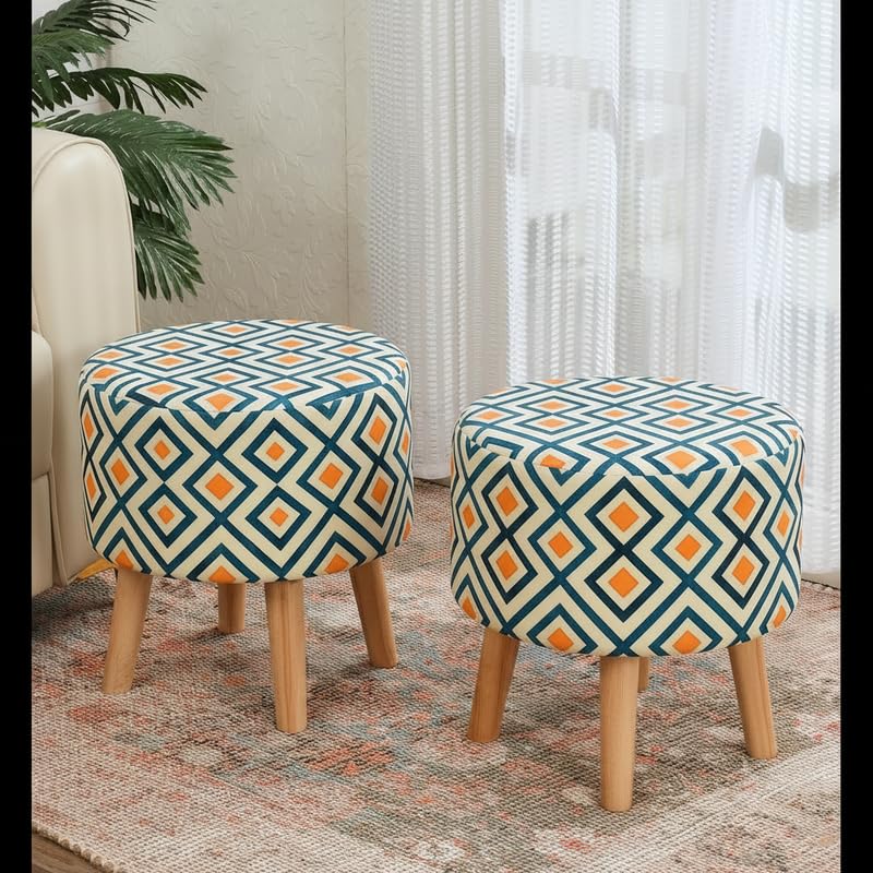 NACIA Elegant Ottoman Stool - Soft Cushioned Top for Seating & Footrest - Space-Saving, Stylish Design for Living Room, Bedroom & Office Spaces