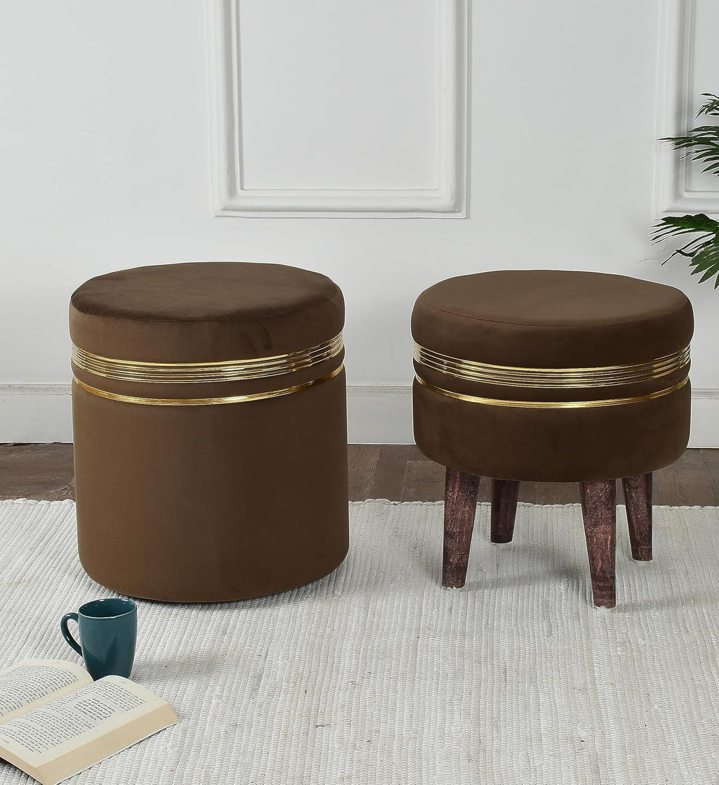 NACIA Wooden Ottoman Stool for Living Room, Ottoman pouffes for Sitting, Puffy Chair Bench for Home Decor, Ottoman & Stools, Footrest Pouf Foot Stool for Office Room Décor