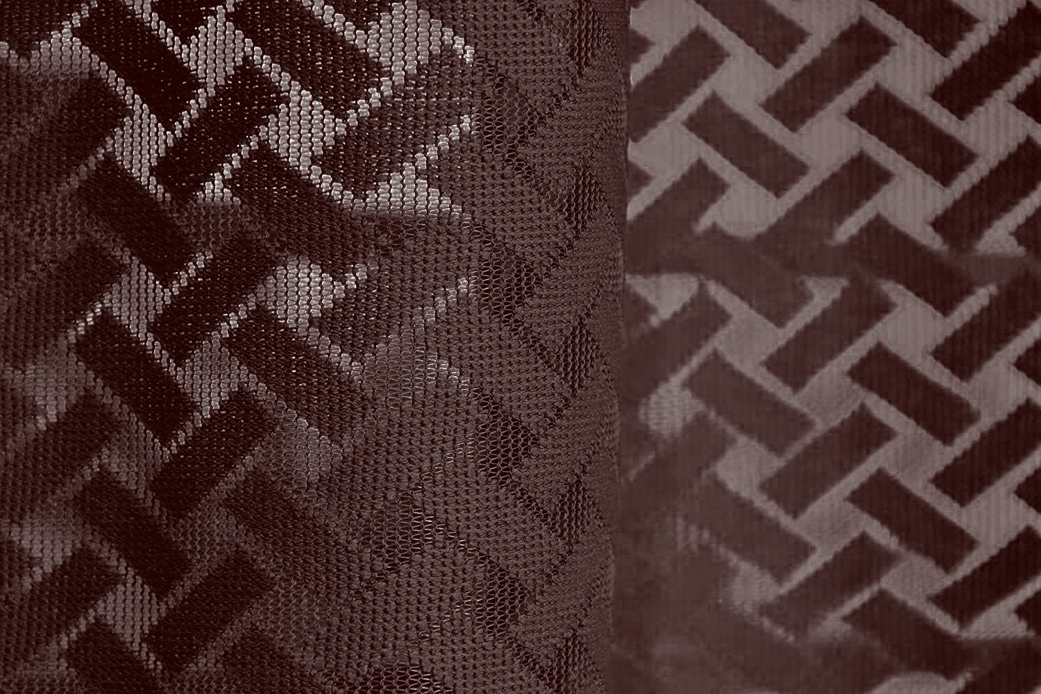 NACIA Criss Cross Net Semi Sheer Curtains | Geometric Door Curtains with Eyelet Rings | Light Filtering Polyester Curtains for Living Room and Bedroom