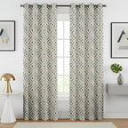 NACIA Cotton Room Darkening Printed Eyelet Curtains for Door, Long Door and Window | Geometric Printed Curtain Panel for Living Room and Bedroom | Grommet Window Drapes