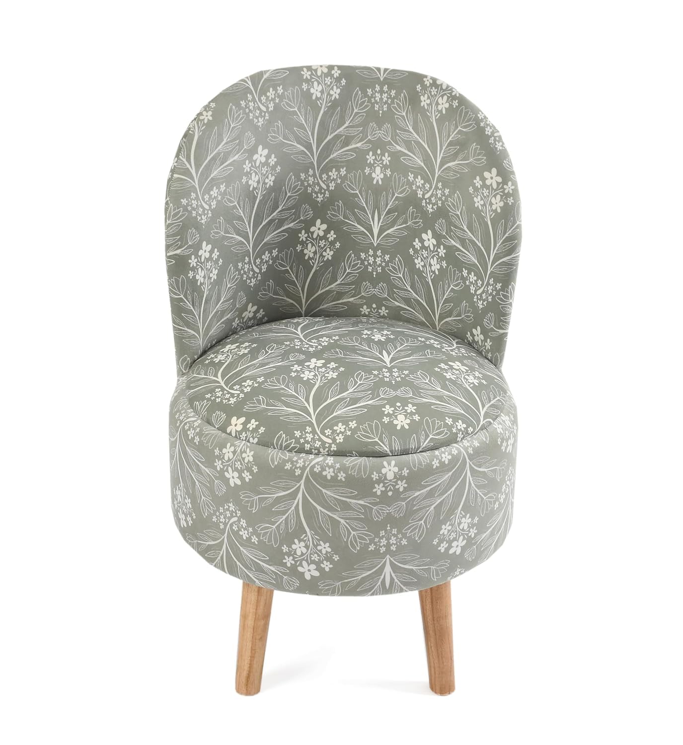 NACIA Velvet Printed Ottoman Chair | Dressing Table Chair for Bedroom Makeup Room Decor | Modern Upholstered Ottoman with Wooden Legs for Living Room & Home (18x18x32 Inches)