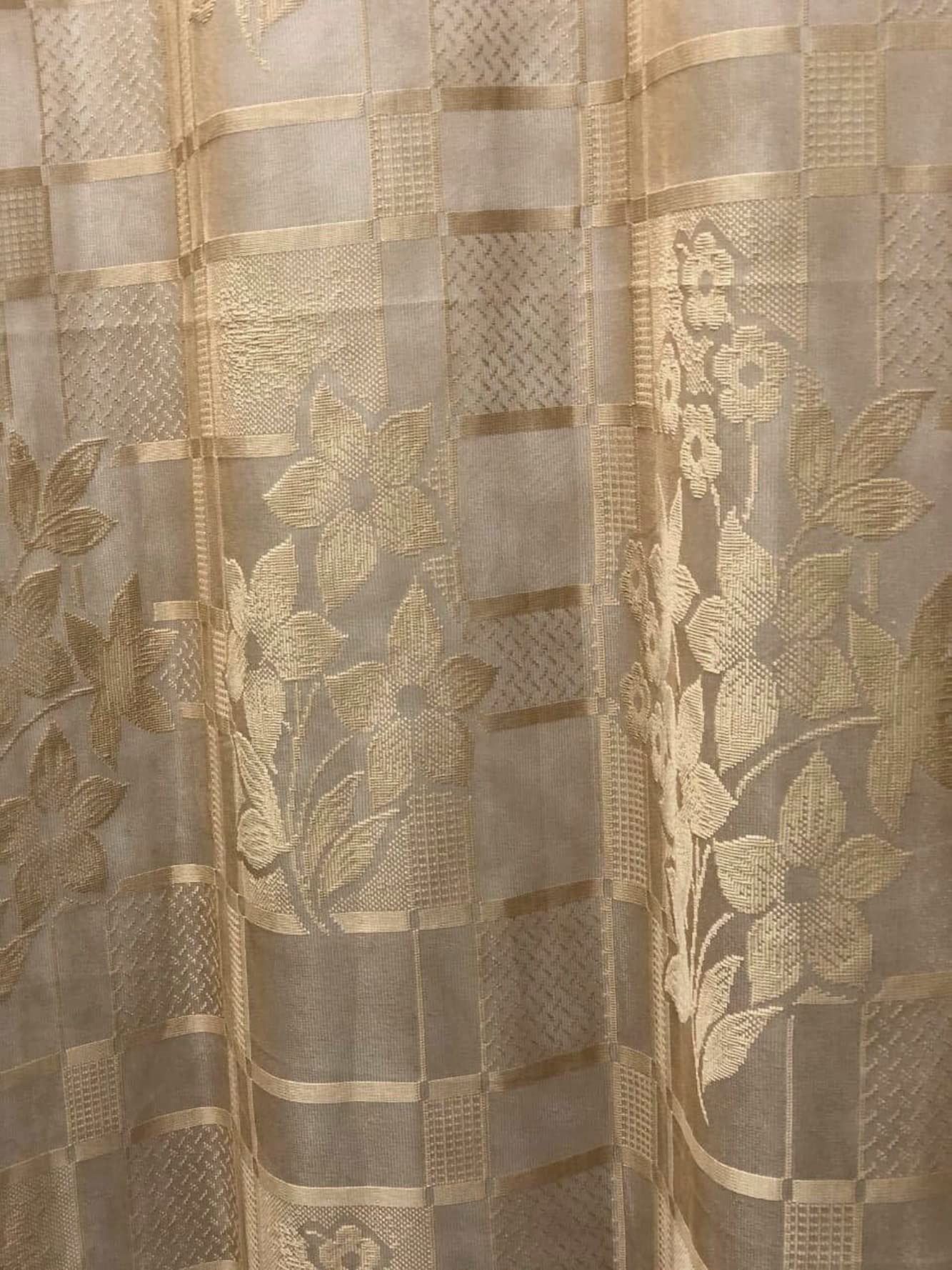 NACIA Heavy Polyester Net Semi Sheer Curtains for Door | Floral Design Grommet Curtains | Semi Transparent Window Drapes for Living Room Bedroom Home Décor