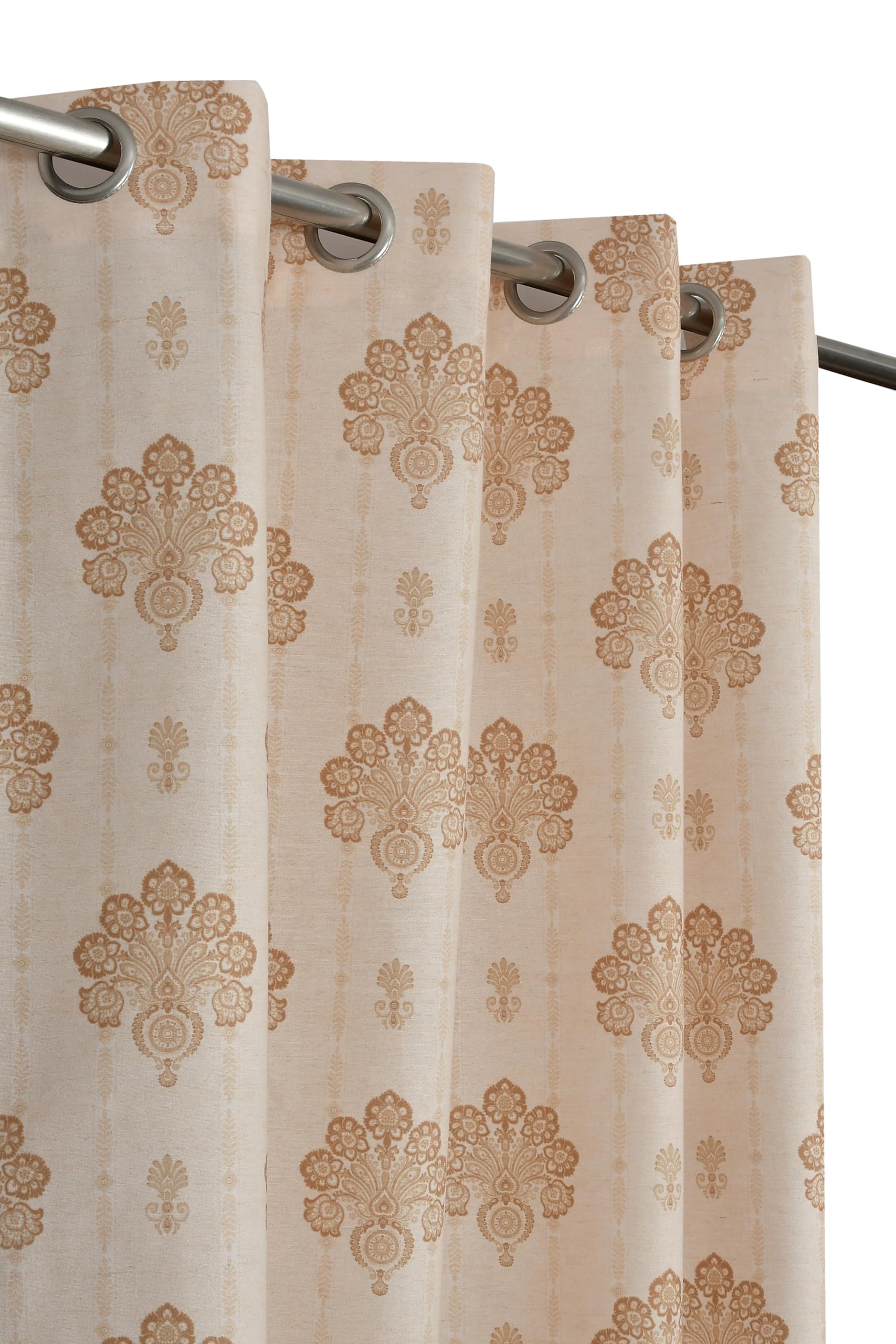 NACIA Cotton Room Darkening Printed Eyelet Curtains for Door, Long Door and Window | Geometric Printed Curtain Panel for Living Room and Bedroom | Grommet Window Drapes
