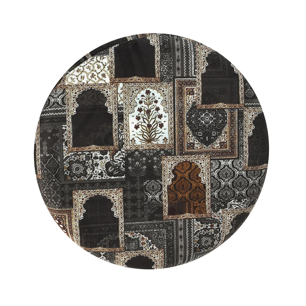 NACIA Printed Ottoman Stool for Living Room | Wooden Pouffe for Sitting and Footrest | Furniture for Home Decor