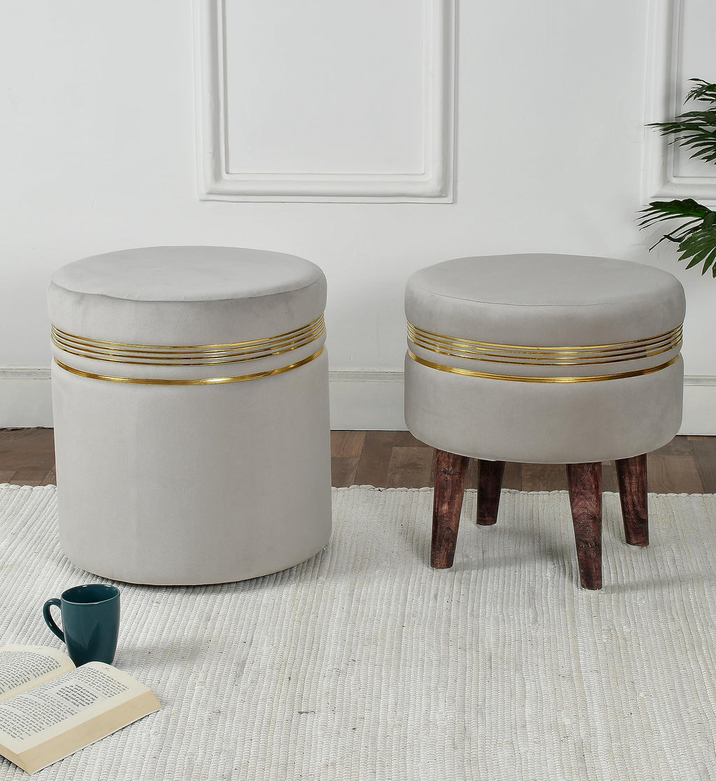 NACIA Wooden Ottoman Stool for Living Room, Ottoman pouffes for Sitting, Puffy Chair Bench for Home Decor, Ottoman & Stools, Footrest Pouf Foot Stool for Office Room Décor
