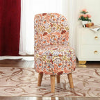 NACIA Velvet Printed Ottoman Chair | Dressing Table Chair for Bedroom Makeup Room Decor | Modern Upholstered Ottoman with Wooden Legs for Living Room & Home (18x18x32 Inches)