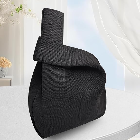 NACIA® Handbag for Women Wristlet Knitted Hand Bag for Shopping Tote Bag Knot Pouch foldable Tote Purse for Wrist small Knitted Sleeve Tote Handle Bag Wristlet Pouch Purse for Women, Cream