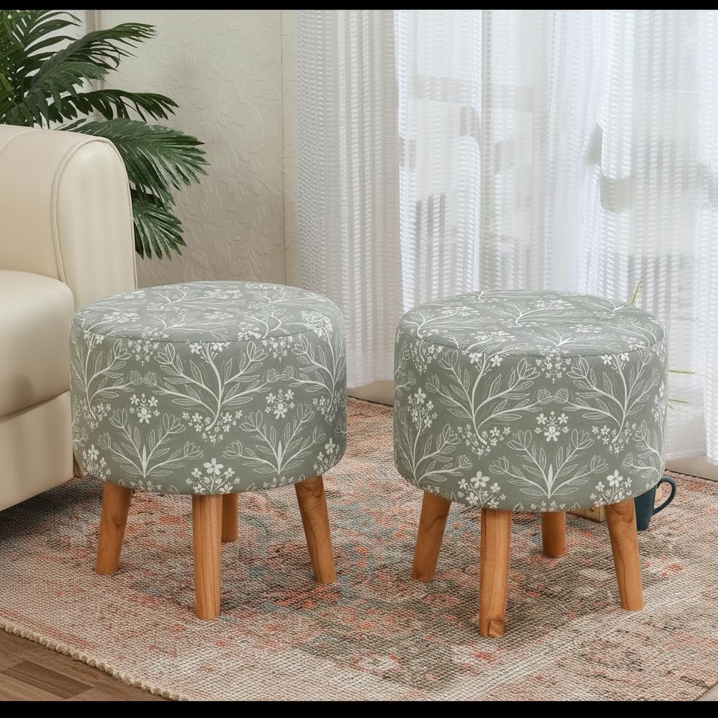 NACIA Elegant Ottoman Stool - Soft Cushioned Top for Seating & Footrest - Space-Saving, Stylish Design for Living Room, Bedroom & Office Spaces
