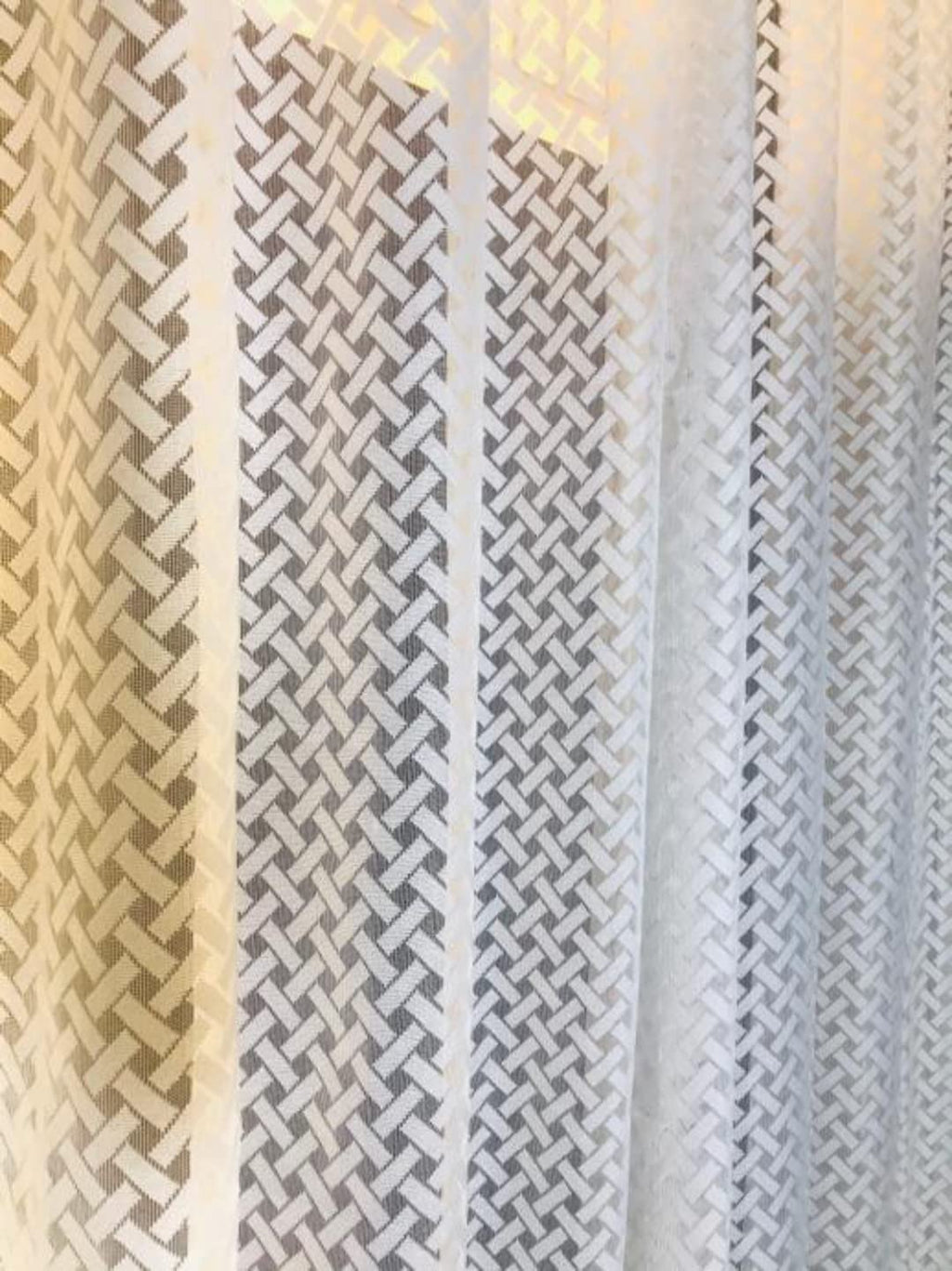 NACIA Criss Cross Net Semi Sheer Curtains | Geometric Door Curtains with Eyelet Rings | Light Filtering Polyester Curtains for Living Room and Bedroom
