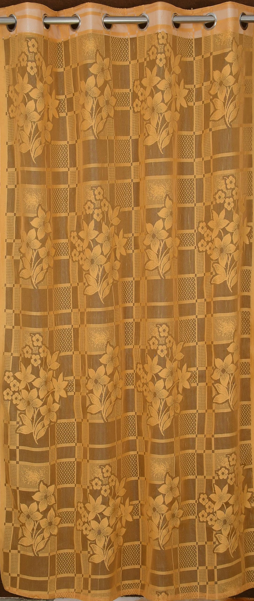 NACIA Heavy Polyester Net Semi Sheer Curtains for Door | Floral Design Grommet Curtains | Semi Transparent Window Drapes for Living Room Bedroom Home Décor