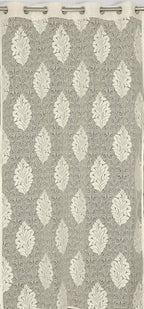 NACIA Heavy Polyester Net Semi Sheer Curtains for Door | Floral Design Grommet Curtains | Semi Transparent Window Drapes for Living Room Bedroom Home Décor