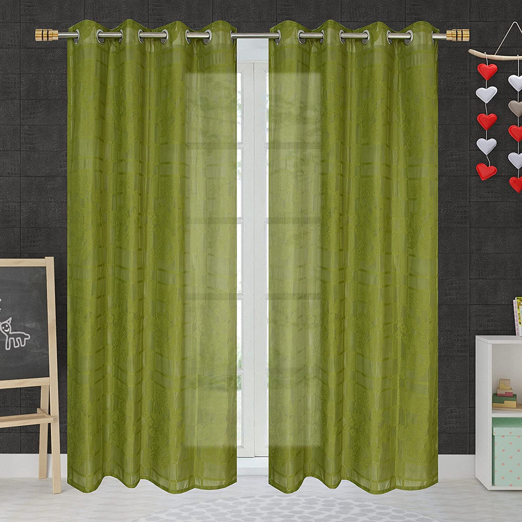 NACIA Heavy Polyester Net Semi Sheer Curtains for Door | Floral Design Grommet Curtains | Semi Transparent Window Drapes for Living Room Bedroom Home Décor