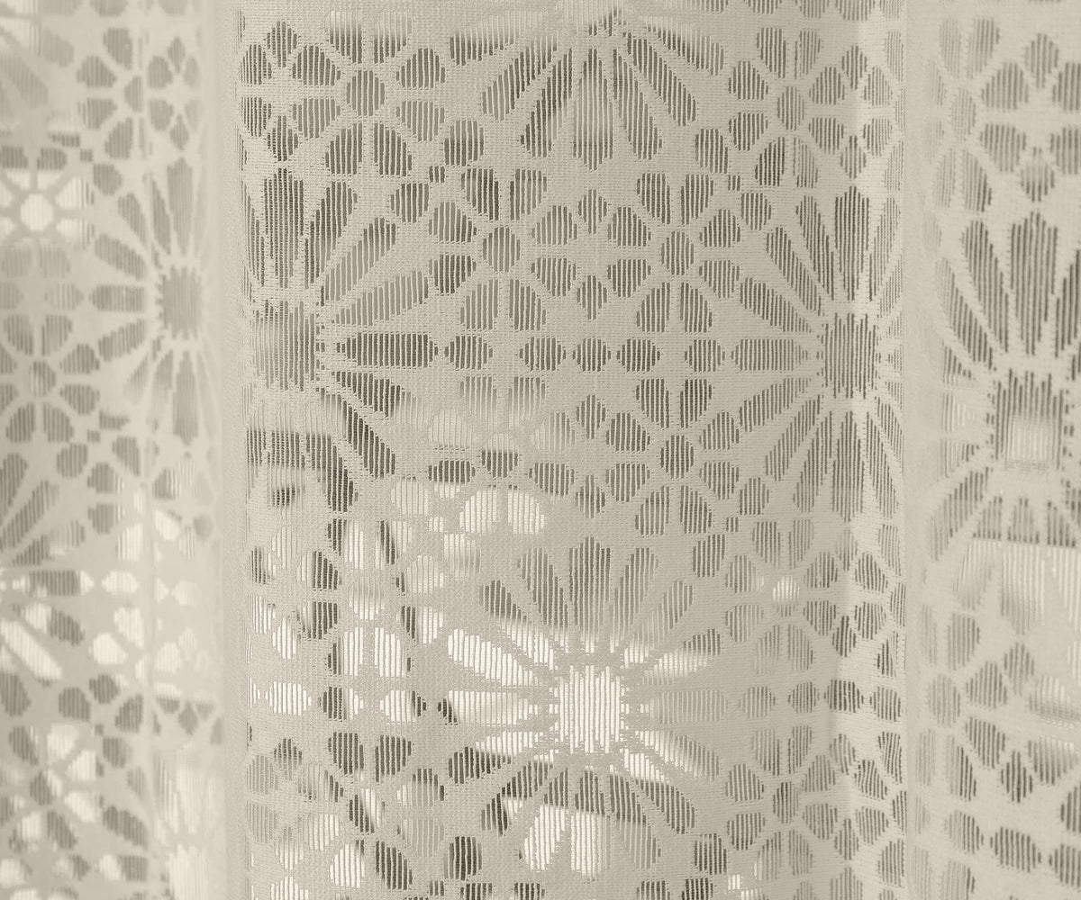 NACIA Heavy Polyester Net Semi Sheer Curtains for Door | Geometric Design Grommet Curtains | Semi Transparent Window Drapes for Living Room Bedroom Home Décor