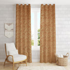 NACIA Golden Foil Print Velvet Curtains for Long Window, Door and Log Door | Decorative Eyelet Room Darkening Drapes with Metallic Tree Branch Design for Living Room and Home Décor, Pack of 1