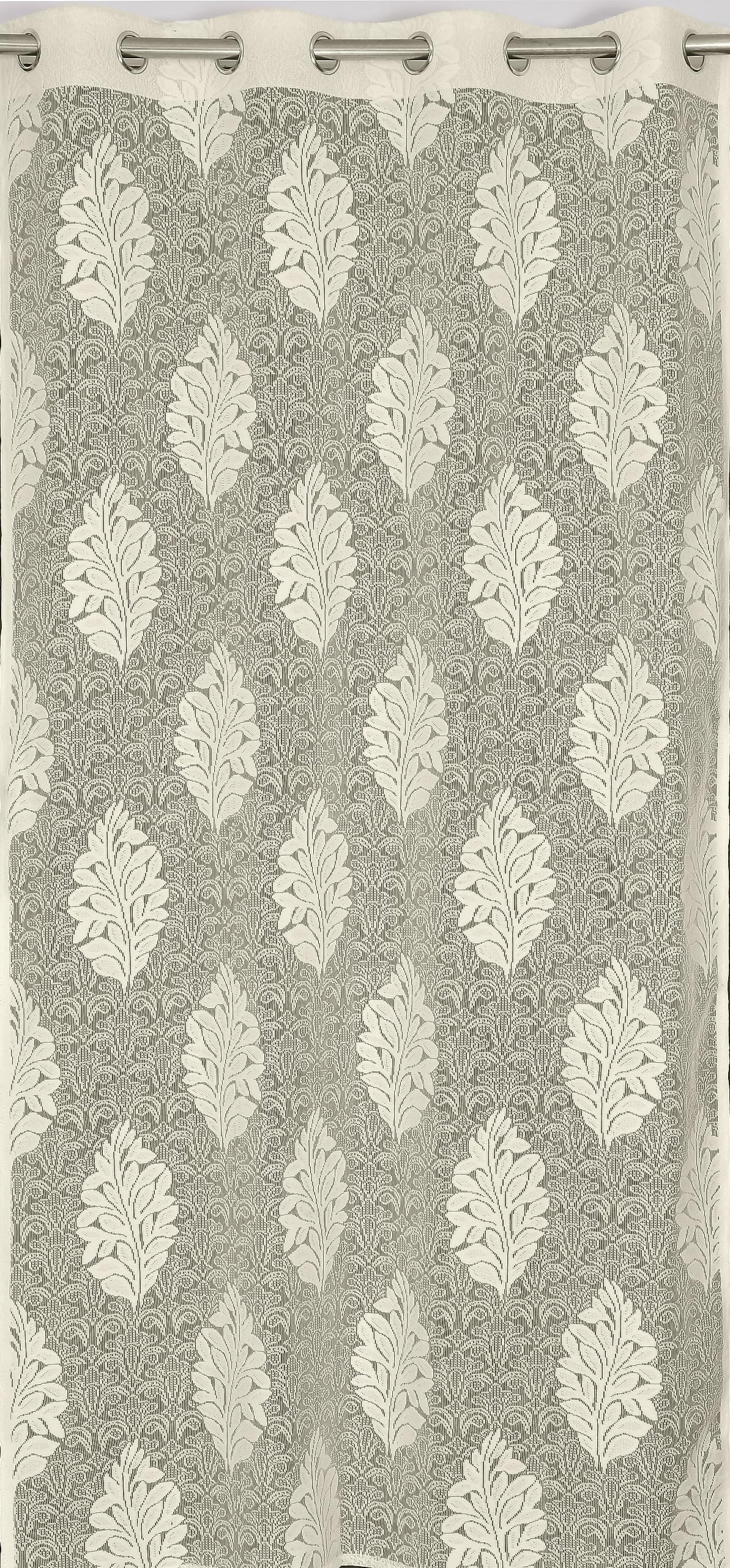 NACIA Heavy Polyester Net Semi Sheer Curtains for Door | Floral Design Grommet Curtains | Semi Transparent Window Drapes for Living Room Bedroom Home Décor